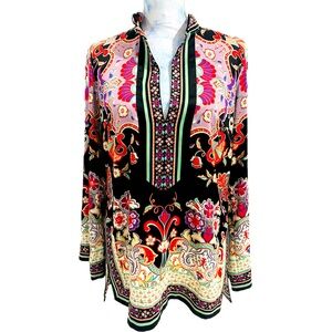 Vintage ECI New York Boho Satin-Look Tunic Top – Size 6